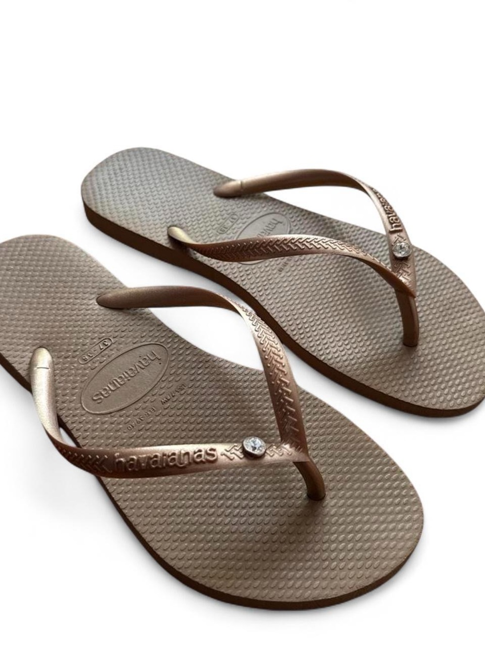 Y2K Streetwear Rose Gold Studded Diamond Havaianas